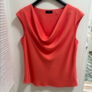 Tahari Cowl Neck Sleeveless Top Coral Color Sz Large Lined